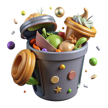 elegant modern Compost Bin with Food Scraps Isolated Cutout genuine png