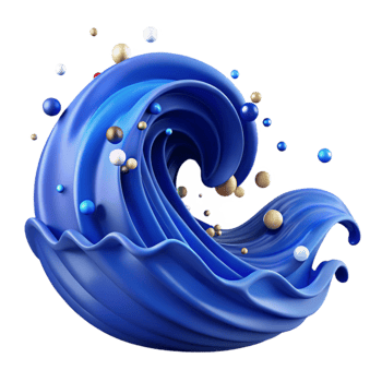 vibrant abstract Deep Blue Ocean Wave Crashing Isolated original png