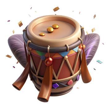 magnificent modern Ceremonial Drum with Animal Hide Isolated exclusive png