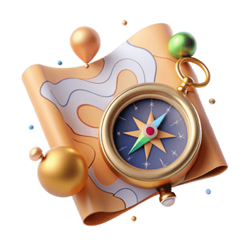 dramatic abstract Antique Compass and Map Isolated high resolution png
