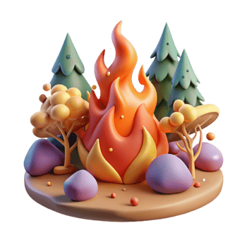 vibrant contemporary Forest Fire Realistic Style Cutout professional png