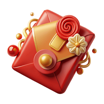 beautiful traditional Chinese New Year Envelope Red and Gold Design Isolated Cutout png
