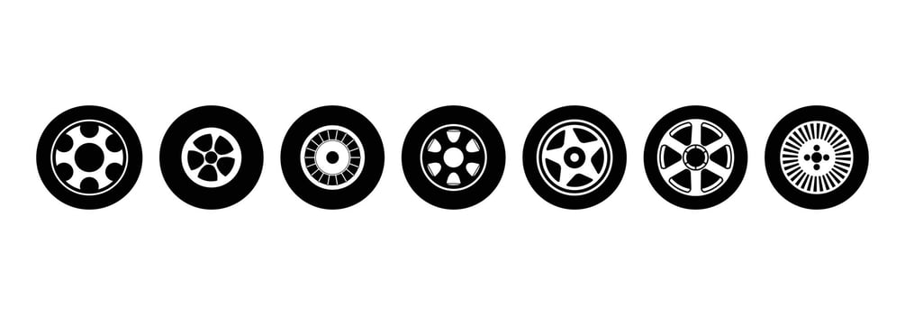 Flat Black Car Wheel Set vector