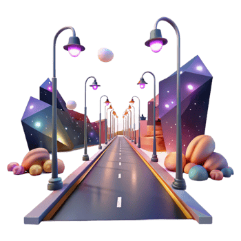 stunning vintage Empty Street at Night Cutout with Streetlights professional png