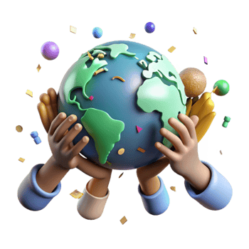 stunning artistic Diverse Hands Holding Earth Globe Transparent original png