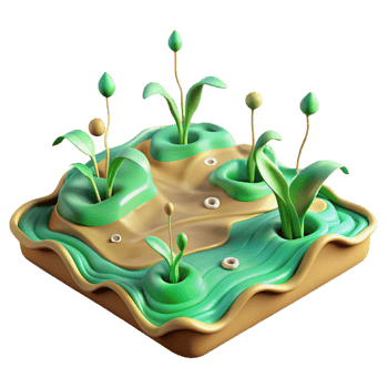 impressive artistic Floodwaters Receding Revealing Green Shoots Isolated professional png
