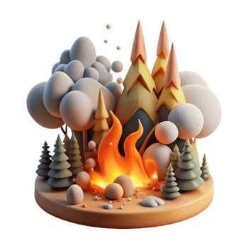 wonderful abstract Forest Fire Smoke and Endangered Species Isolated genuine png