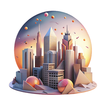 serene classic Cityscape Sunset Silhouette Cutout genuine png