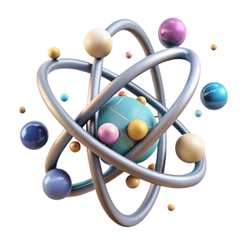 dramatic minimalist Atom Structure Model Side View Transparent Element high resolution png