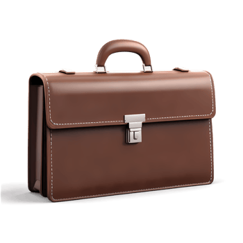 Elegant brown leather briefcase business accessory for professionals and executives style and fashion on transparent background png
