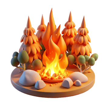 serene rustic Forest Fire Flames Burning Cutout Orange Red Hues png
