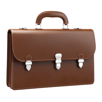 Classic brown leather briefcase for professional use business accessory luxury bag work essential style on transparent background png