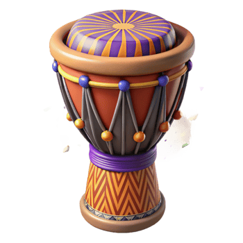 elegant artistic Djembe Drum African Rhythms Vibrant Patterns Isolated Cutout detailed png