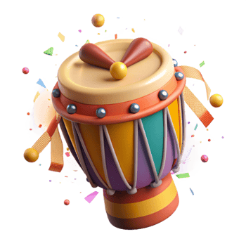 beautiful contemporary African Drum Brightly Colored with Transparent Background high quality png