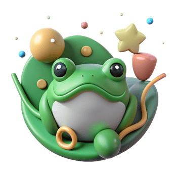 beautiful creative Frog and Lily Pad Icon Cutout Green and White png