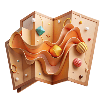 beautiful traditional Folded Paper Map Warm Lighting Cutout Element high resolution png