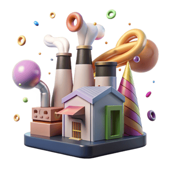 stunning modern Factory with Noise Pollution Symbols Isolated professional png