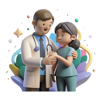elegant vintage Doctor Comforting Patient Soft Lighting Cutout premium png