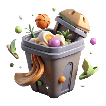 dramatic abstract Composting Bin with Food Scraps Isolated premium png