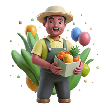 beautiful abstract Farmer Holding Fresh Produce Cutout png