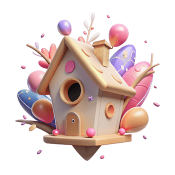 vibrant rustic Birdhouse in Orchard Transparent Background Soft Lighting detailed png