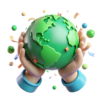 serene abstract Community Hands Holding Globe Bright Green Cutout png