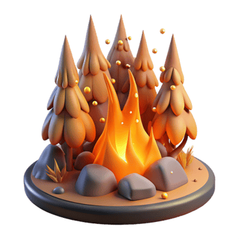 serene artistic Forest Fire Orange Glow Transparent Background original png