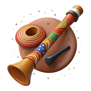 dramatic minimalist Didgeridoo with Aboriginal Art Isolated Element professional png