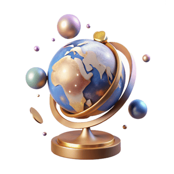 dramatic classic Globe Rotating on Axis Transparent Background exclusive png