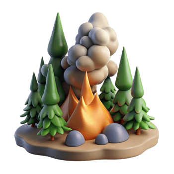 vibrant rustic Forest Fire with Smoke Plume Cutout premium png