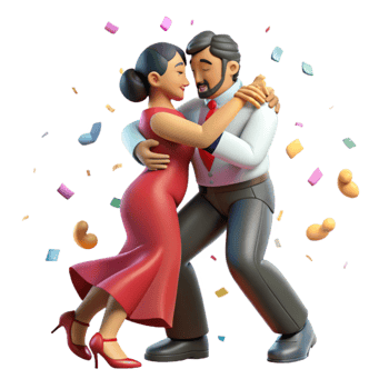 stunning modern Argentinian Tango Dancers Embrace Transparent Background professional png