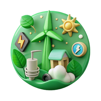 magnificent classic Clean Energy Symbols on Green Background Transparent Cutout high resolution png