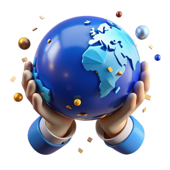 wonderful contemporary Blue Globe Held in Hands Isolated Element authentic png