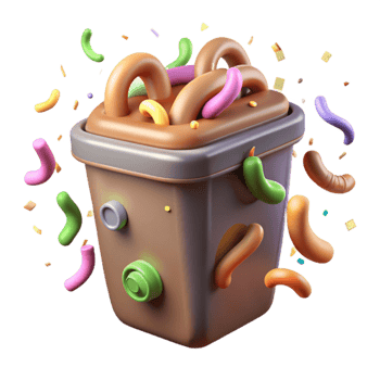 vibrant minimalist Compost Bin with Worms Transparent Background png