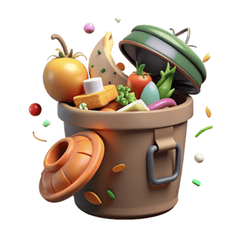 stunning traditional Compost Bin with Food Scraps Isolated Cutout high resolution png