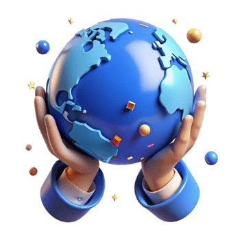 vibrant abstract Blue Globe Held in Hands Isolated Element original png