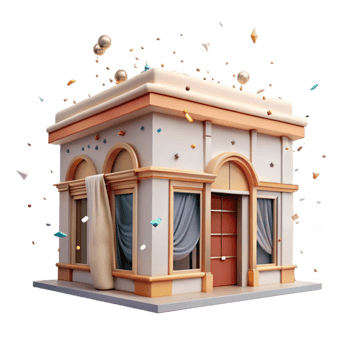 serene traditional Building Facade Perspective View Transparent Background high resolution png