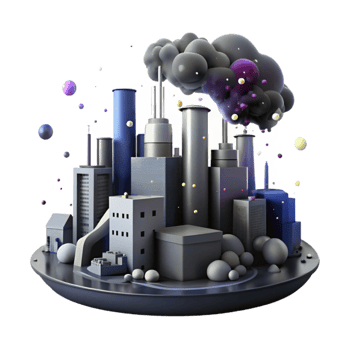 extraordinary artistic Air Pollution Cityscape Dark Style Transparent Background high resolution png