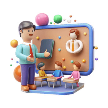 wonderful creative Flipped Classroom Icon Teacher and Students Interacting Online Transparent Background professional png