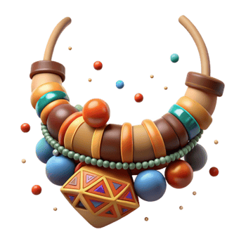 impressive abstract Beaded Choker Necklace with Tribal Design Transparent Background professional png