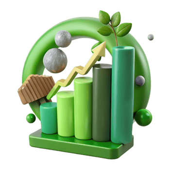 dramatic rustic Carbon Footprint Reduction Chart Isolated Green Downward Trend authentic png