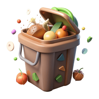 vibrant abstract Composting Bin with Food Scraps Isolated detailed png