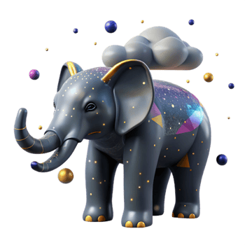 serene artistic Elephant Silhouette Dark Cloudy Sky Transparent Background genuine png