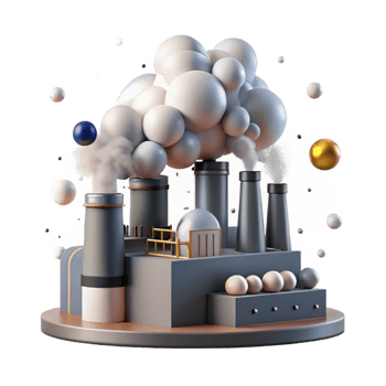 vibrant creative Factory Emissions Gray Smoke Transparent Background png