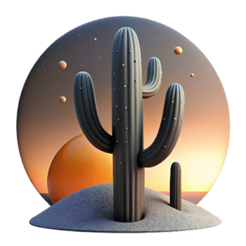 magnificent artistic Desert Cactus Silhouette Sunset Cutout Black Silhouette detailed png