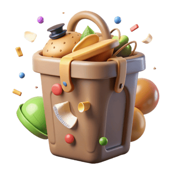 serene abstract Compost Bin with Food Scraps Isolated Cutout professional png