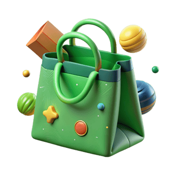 impressive creative Eco Friendly Shopping Bag Green Canvas Isolated authentic png
