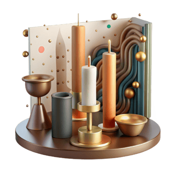 elegant vintage Bronze Candlestick Chart Cutout with Long Shadows high resolution png
