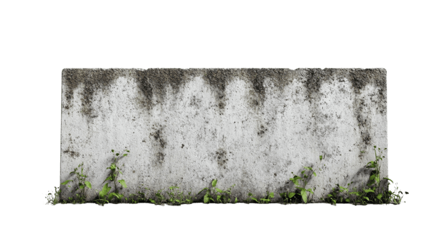 Weathered concrete barrier with moss growth adds a touch of raw texture png