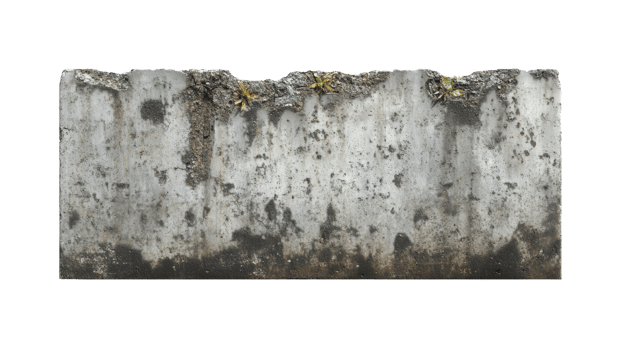Concrete wall with nature's resilience a testament to time and elemental weathering png